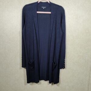 04538 Verve Ami navy blue long length open front cardigan XL